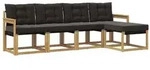 vidaXL Outdoor-Sofagarnitur mit Kissen 5 pcs Wei&szlig; und Schwarz