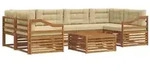 vidaXL Outdoor-Sofagarnitur mit Kissen 7 pcs Natur und Beige