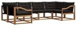 vidaXL Outdoor-Sofagarnitur mit Kissen 6 pcs Nat&uuml;rlich und Schwarz
