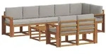 vidaXL Outdoor-Sofagarnitur mit Kissen 9 pcs Nat&uuml;rlich und Hellgrau