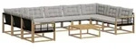 vidaXL Outdoor-Sofagarnitur mit Kissen 10 pcs Wei&szlig; und Hellgrau