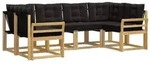 vidaXL Outdoor-Sofagarnitur mit Kissen 6 pcs Wei&szlig; und Schwarz