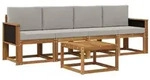 vidaXL Outdoor-Sofagarnitur mit Kissen 4 pcs Nat&uuml;rlich und Hellgrau