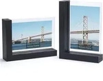 Bilderrahmen 2er Doppelseitig Glas MDF Sockel Schwarz 10x15 cm
