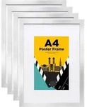 Bilderrahmen Holzrahmen Acrylglas Passepartout DIN A4 4er Silber