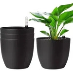 Blumentopf Selbstbew&auml;sserung Wasseranzeiger 4er Set Schwarz 18.5*16cm