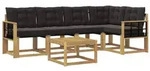 vidaXL Outdoor-Sofagarnitur mit Kissen 6 pcs Wei&szlig; und Schwarz