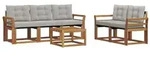 vidaXL Outdoor-Sofagarnitur mit Kissen 6 pcs Nat&uuml;rlich und Hellgrau