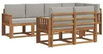 vidaXL Outdoor-Sofagarnitur mit Kissen 7 pcs Nat&uuml;rlich und Hellgrau
