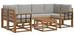 vidaXL Outdoor-Sofagarnitur mit Kissen 7 pcs Nat&uuml;rlich und Hellgrau