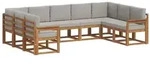 vidaXL Outdoor-Sofagarnitur mit Kissen 9 pcs Nat&uuml;rlich und Hellgrau