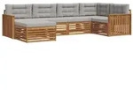 vidaXL Outdoor-Sofagarnitur mit Kissen 6 pcs Nat&uuml;rlich und Hellgrau
