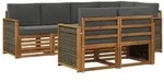 vidaXL Ecksofa Set mit Kissen 6 pcs Natur und Anthrazit