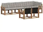 vidaXL Outdoor-Sofagarnitur mit Kissen 8 pcs Nat&uuml;rlich und Hellgrau