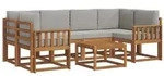 vidaXL Outdoor-Sofagarnitur mit Kissen 7 pcs Nat&uuml;rlich und Hellgrau