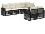 vidaXL Gartensofa-set 7 stk. 7-Sitzanzahl Schwarz und Cremewei&szlig;