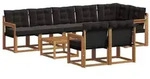 vidaXL Outdoor-Sofagarnitur mit Kissen 9 pcs Nat&uuml;rlich und Schwarz
