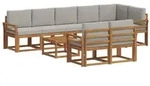 vidaXL Outdoor-Sofagarnitur mit Kissen 9 pcs Nat&uuml;rlich und Hellgrau
