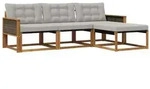 vidaXL Outdoor-Sofagarnitur mit Kissen 4 pcs Nat&uuml;rlich und Hellgrau