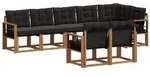 vidaXL Outdoor-Sofagarnitur mit Kissen 8 pcs Nat&uuml;rlich und Schwarz