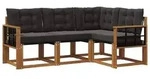 vidaXL Outdoor-Sofagarnitur mit Kissen 4 pcs Nat&uuml;rlich und Schwarz