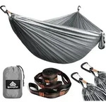 H&auml;ngematte 300kg Fallschirm Nylon Karabiner 300 x 200 cm Hellgrau
