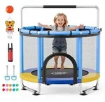 VEVOR Trampolin Mini f&uuml;r Kinder mit Haltestange Sicherheitsnetz Blau,