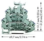 WAGO 2002-2238 Doppelstock-Durchgangsklemme 5.20mm Zugfeder Belegung: L Grau 50St.