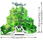 WAGO 2002-3237 Dreistock-Schutzleiterklemme 5.20mm Zugfeder Belegung: PE Gr&uuml;n, Gelb