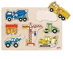 goki 57593 Steckpuzzle Baufahrzeuge, bunt