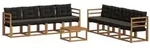 vidaXL Outdoor-Sofagarnitur mit Kissen 9 pcs Nat&uuml;rlich und Schwarz