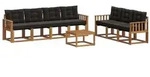 vidaXL Outdoor-Sofagarnitur mit Kissen 8 pcs Nat&uuml;rlich und Schwarz