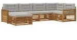 vidaXL Outdoor-Sofagarnitur mit Kissen 6 pcs Nat&uuml;rlich und Hellgrau