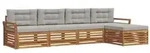 vidaXL Outdoor-Sofagarnitur mit Kissen 5 pcs Nat&uuml;rlich und Hellgrau