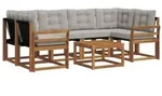 vidaXL Outdoor-Sofagarnitur mit Kissen 7 pcs Nat&uuml;rlich und Hellgrau
