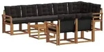 vidaXL Outdoor-Sofagarnitur mit Kissen 9 pcs Nat&uuml;rlich und Schwarz