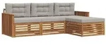 vidaXL Outdoor-Sofagarnitur mit Kissen 4 pcs Nat&uuml;rlich und Hellgrau