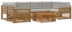 vidaXL Outdoor-Sofagarnitur mit Kissen 7 pcs Nat&uuml;rlich und Hellgrau