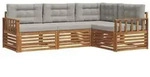 vidaXL Outdoor-Sofagarnitur mit Kissen 4 pcs Nat&uuml;rlich und Hellgrau