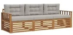 vidaXL Outdoor-Sofagarnitur mit Kissen 3 pcs Nat&uuml;rlich und Hellgrau