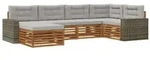 vidaXL Outdoor-Sofagarnitur mit Kissen 6 pcs Nat&uuml;rlich und Hellgrau