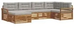 vidaXL Outdoor-Sofagarnitur mit Kissen 6 pcs Nat&uuml;rlich und Hellgrau