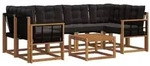 vidaXL Outdoor-Sofagarnitur mit Kissen 7 pcs Nat&uuml;rlich und Schwarz