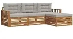 vidaXL Outdoor-Sofagarnitur mit Kissen 4 pcs Nat&uuml;rlich und Hellgrau