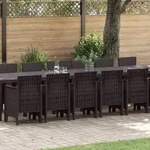 vidaXL 17-teiliges Garten Essset Brauner Poly-Rattan