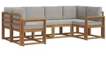 vidaXL Outdoor-Sofagarnitur mit Kissen 6 pcs Nat&uuml;rlich und Hellgrau