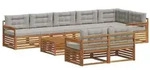 vidaXL Outdoor-Sofagarnitur mit Kissen 9 pcs Nat&uuml;rlich und Hellgrau