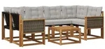 vidaXL Outdoor-Sofagarnitur mit Kissen 7 pcs Nat&uuml;rlich und Hellgrau