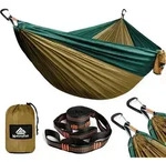 H&auml;ngematte Camping 300kg Fallschirmnylon 300 x 200 cm Kamel Dunkelgr&uuml;n