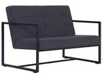 vidaXL 2-Sitzer Sofa mit Armlehnen Dunkelgrau Stahl und Stoff